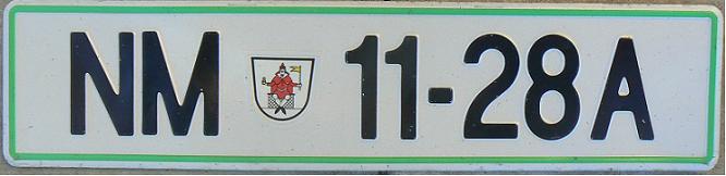 Former normal series (1992 - 2004), 2.emission (serial of 2 numerals, 2 numerals and 1 letter), NM = Novo Mesto