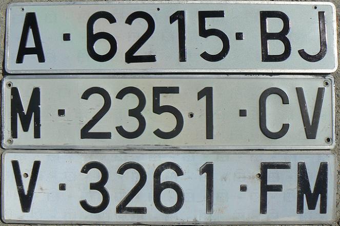 Former normal series (1972 - 2000), A = Alicante (issued in 1989), M = Madrid (prior to 1987), V = Valencia