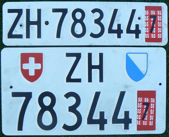 Current temporary series (1960 - ), ZH = Zurich, year of expiry 1995