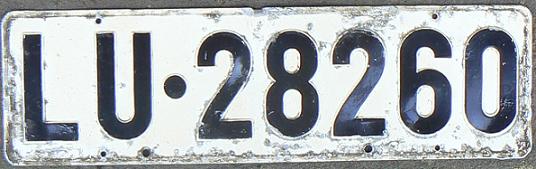 Current normal series (1932 - ), old dimensions of front plate prior to 1973, LU = Luzern canton (Luzern)