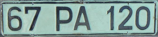 Current normal series (1962 up, prior to 1996 without blue band with TR at left), 67 = Zonguldak