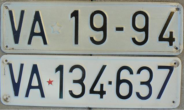 Final normal series (1961 - 1991-98), VA = Valjevo, SERBIA