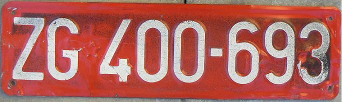 Final series for abnormal vehicles (1961 - 1991-98), ZG = Zagreb, CROATIA