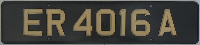 Former normal series (1972 - 1984), black on white = front plate, E = code letter for cars, ER issued in June 1981
