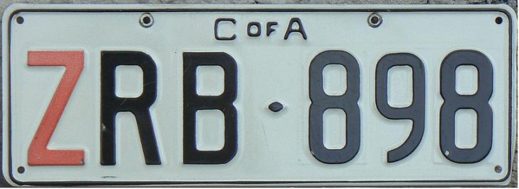 Former national official series (1961 - 2000), C of A = Commonwealth of Australia, Z series = official vehicles of federal government departments 
