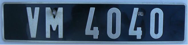 Current normal series, VM = unofficial prefix (usually initials of a company or an individual) 