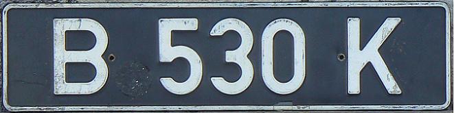 Current series (1958 - ), German style of lettering since 1962, B = Belgian Forces